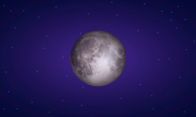 Light violet full moon in the space of the Milky Way - vector