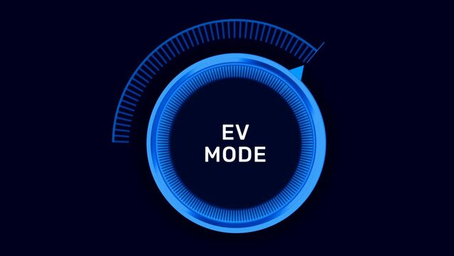 EV Mode Button inside Electric Car 4K Animation, Enabling Electric Vehicle Mode blue animation
