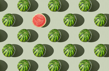 Watermelon on green pastel background