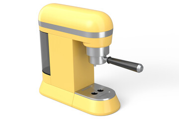 Espresso coffee machine with a horn on white background.