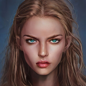 Abstract digital illustration; beautiful young woman with nordic features.