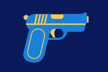 blue and yellow gun symbol, vector illustration
