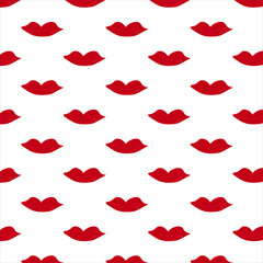 Red mouth pattern with white background.  Lipstick 
vector illustration for  wrapping paper, print, poster and wallpapers.   