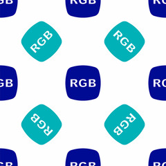 Blue Speech bubble with RGB and CMYK color mixing icon isolated seamless pattern on white background. Vector