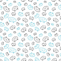 Hand drawn cats faces seamless pattern, great design for any purposes. Perfect for T-shirt, textile and print. Doodle background for decor and design.