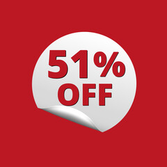 51% off with red background and white sticker at amazing discount sale