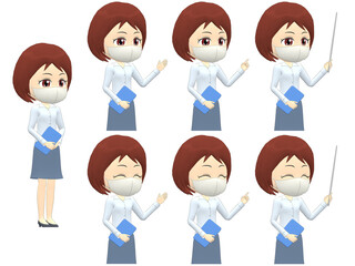 [Presentation B] Woman shirts bob haircut oblique angle