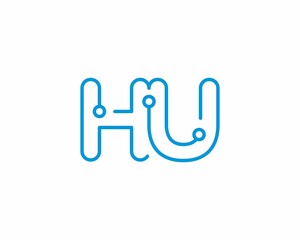 Abstract Letters HU Logo Design Template 001