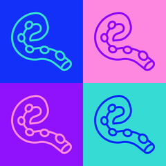 Obraz premium Pop art line Octopus of tentacle icon isolated on color background. Vector