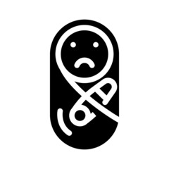 pain in children glyph icon vector. pain in children sign. isolated contour symbol black illustration