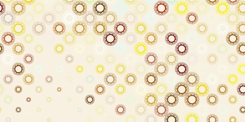 Light blue, yellow vector backdrop with virus symbols.