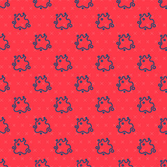 Blue line Paint spray icon isolated seamless pattern on red background. Vector