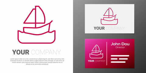 Logotype line Yacht sailboat or sailing ship icon isolated on white background. Sail boat marine cruise travel. Logo design template element. Vector © Kostiantyn