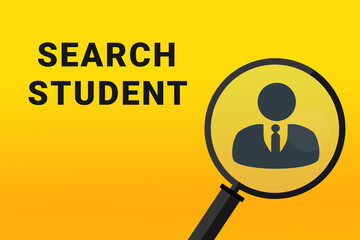 Student career. Build a career concept. Student working. Student career text on yellow background. Loupe symbolizes job search. Wallpapers on theme jobs.