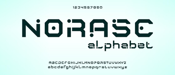 Norase, abstract digital modern alphabet font with urban style template