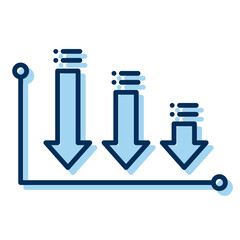 down chart icon and arrow