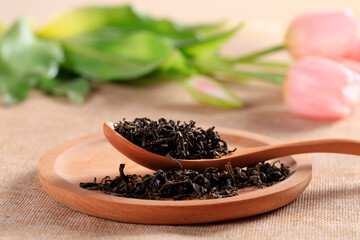 Chinese black tea, close-up