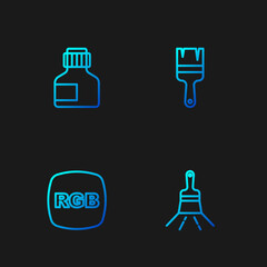 Set line Paint brush, RGB, Paint, gouache, jar, dye and . Gradient color icons. Vector