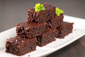 Fresh baked keto brownies made on dark chocolate