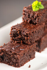 Fresh baked keto brownies made on dark chocolate