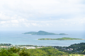 Fototapeta premium Black Rock Viewpoint sunset view point phuket thailand during rainy season