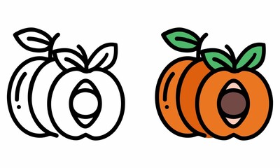 Illustration Vector Graphic of apricot fruit, fruit icon