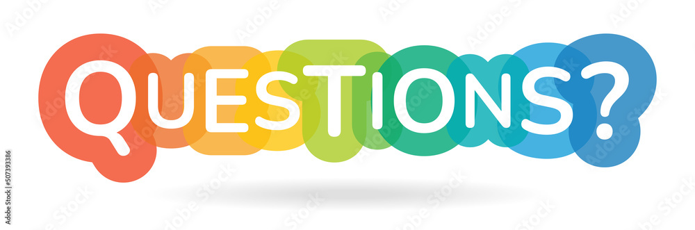Aufkleber Questions word in colorful vector letters