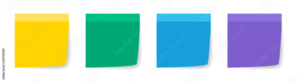 Poster Set of colorful vector blank post-it notes isolated on white