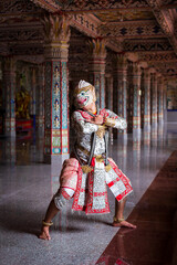 Fototapeta premium Nakhon Sawan, Thailand, 22 May 2022, the Thai Khon Hanuman show.