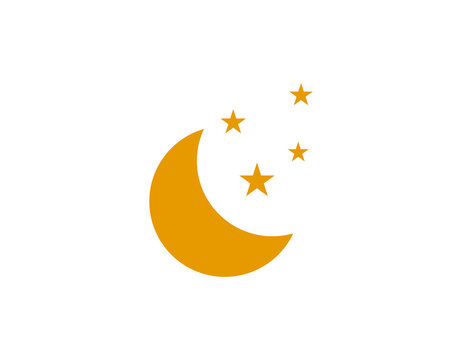 Moon and stars, yellow sleep icon. Vector illustration