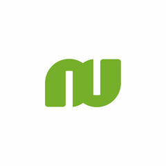 letter nu green color simple connect logo vector