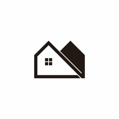 simple home house silhouette resident shadow logo vector