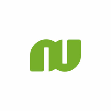 letter nu green color simple connect logo vector