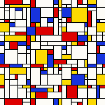 Seamless abstract mosaic pattern. (Piet Mondrian emulation).