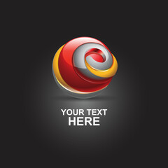 abstract 3d logo round shape letter e