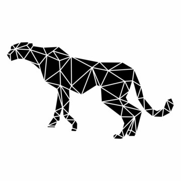 cheetah puma leopard polygonal logo design vector illustration