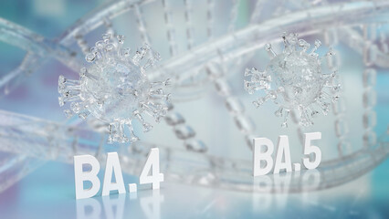The omicron ba.4 and ba.5 for sci or medical concept 3d rendering