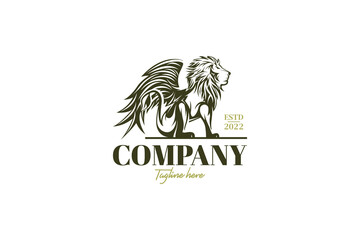 Lion logo classic with illustration of having wings