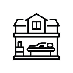 Black line icon for lodging