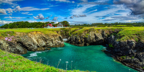 Ocean cove with town by the sea