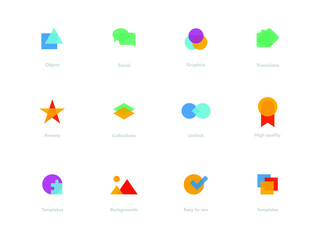 icon set with gallery concept for startup or ui ux