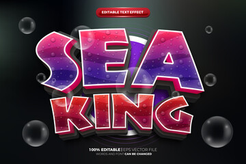 Sea King cartoon esport team 3D logo mock up template Editable text Effect Style