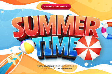 fresh summer time cartoon 3d Style editable text effect