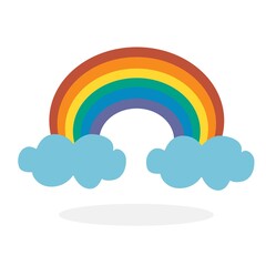 Cloud and rainbow icons  element set by hand drawn. Rainy cartoon icons.