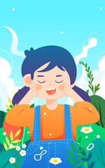 Children doing eye exercises for national eye day, world vision day, vector illustration