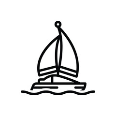 Black line icon for sail boat