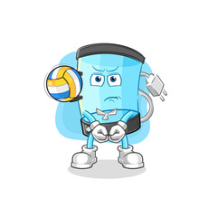 Obraz premium blender play volleyball mascot. cartoon vector