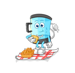 blender on a picnic cartoon. cartoon mascot vector
