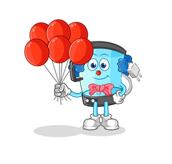 blender clown with balloons vector. cartoon character