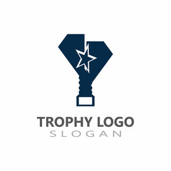 Trophy cup vector winner icon logo design image template